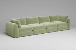 Zen - 4 Piece - Rearrangeable Modular Sofa, Brushed Wool Feel / Sage / Full-Width Back Cushions - thumbnail 5