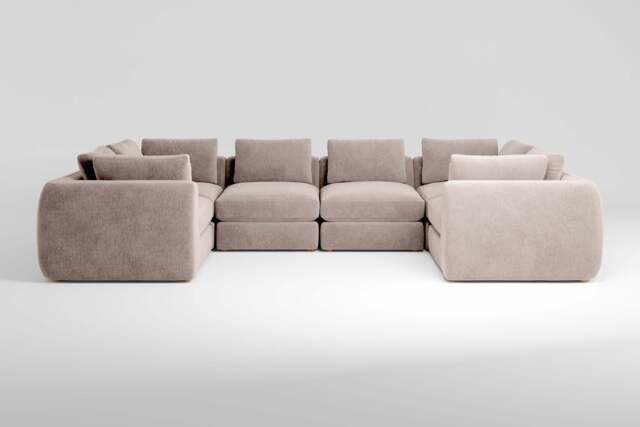 Zen - 6 Piece U Shape - Rearrangeable Modular Sofa, Cotton Blend / Bisque / Standard Back Cushions - image 1