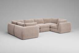 Zen - 6 Piece U Shape - Rearrangeable Modular Sofa, Cotton Blend / Bisque / Standard Back Cushions - thumbnail 7