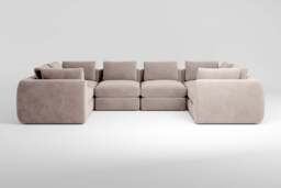 Zen - 6 Piece U Shape - Rearrangeable Modular Sofa, Cotton Blend / Bisque / Standard Back Cushions - thumbnail 1