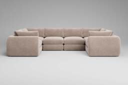 Zen - 6 Piece U Shape - Rearrangeable Modular Sofa, Cotton Blend / Bisque / Standard Back Cushions - thumbnail 6
