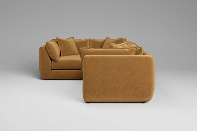 Utopia - 4 Piece - Rearrangeable Modular Sofa, Luxe Woven Velvet / Old Gold / Casual Trim