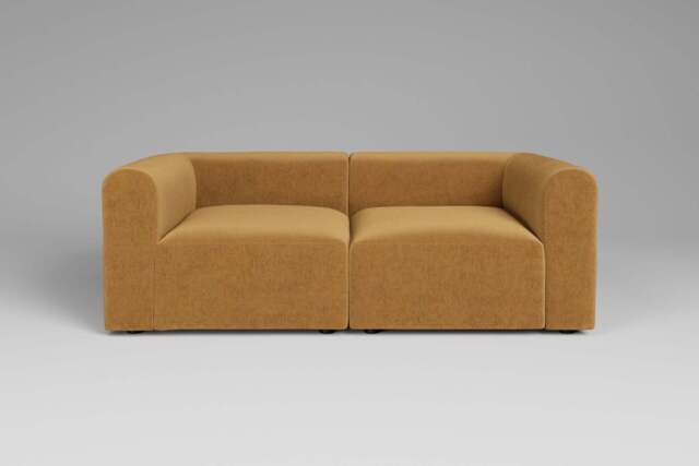 Aura - 2 Piece - Rearrangeable Modular Sofa, Luxe Woven Velvet / Old Gold