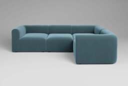 Aura - 4 Piece - Rearrangeable Modular Sofa, Soft Touch Velvet / Sea Green