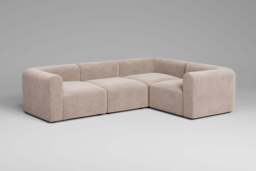 Aura - 4 Piece - Rearrangeable Modular Sofa, Cotton Blend / Bisque - thumbnail 3