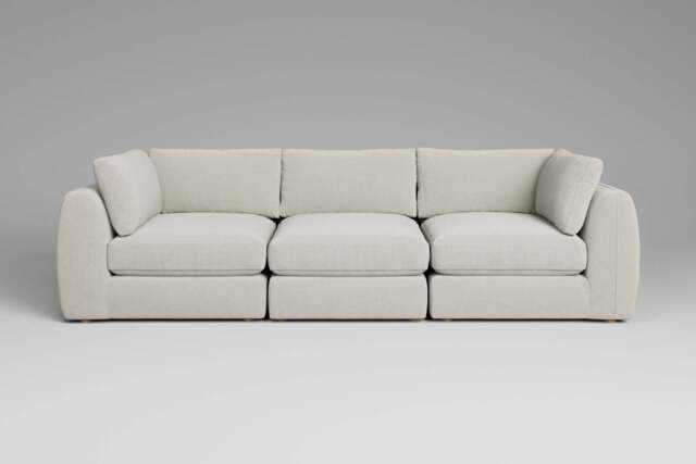 Zen - 3 Piece - Rearrangeable Modular Sofa, Luxe Woven Velvet / Snow / Full-Width Back Cushions - image 1