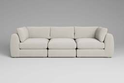 Zen - 3 Piece - Rearrangeable Modular Sofa, Luxe Woven Velvet / Snow / Full-Width Back Cushions - thumbnail 1