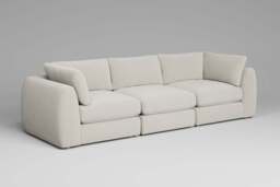 Zen - 3 Piece - Rearrangeable Modular Sofa, Luxe Woven Velvet / Snow / Full-Width Back Cushions - thumbnail 3