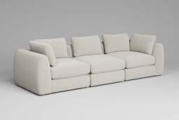 Zen - 3 Piece - Rearrangeable Modular Sofa, Luxe Woven Velvet / Snow / Full-Width Back Cushions - thumbnail 4
