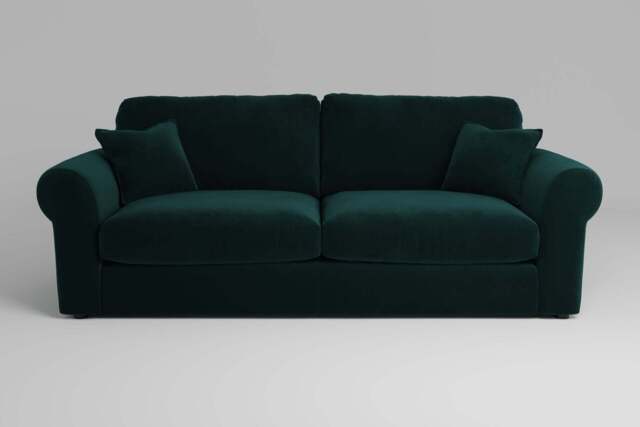 Mellow - 4 Seater Sofa, Soft Touch Velvet / Bottle Green