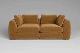 Zen - 2 Piece - Rearrangeable Modular Sofa, Luxe Woven Velvet / Old Gold / Standard Back Cushions