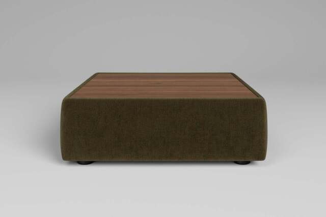 Aura - Coffee Table - Rearrangeable Modular Sofa, Walnut / Luxe Woven Velvet / Forest Green