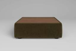 Aura - Coffee Table - Rearrangeable Modular Sofa, Walnut / Luxe Woven Velvet / Forest Green