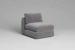 Zen - Armless Piece, Brushed Wool Feel / Pewter / Full-Width Back Cushions - thumbnail 5