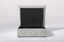 Large Storage Stool, Soft Woven Chenille / Pure - thumbnail 2