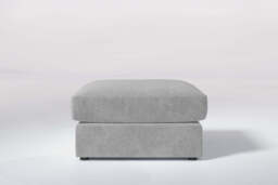 Large Storage Stool, Soft Woven Chenille / Pure - thumbnail 1