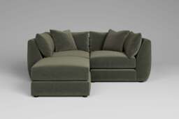 Utopia - 2 Piece with Footstool - Rearrangeable Modular Sofa, Luxe Woven Velvet / Pine / Tailored Trim - thumbnail 5