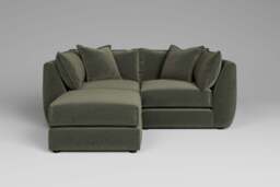 Utopia - 2 Piece with Footstool - Rearrangeable Modular Sofa, Luxe Woven Velvet / Pine / Tailored Trim - thumbnail 2