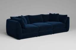 Utopia - 3 Piece - Rearrangeable Modular Sofa, Soft Touch Velvet / Royal Blue / Tailored Trim