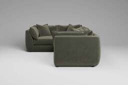 Utopia - 4 Piece - Rearrangeable Modular Sofa, Luxe Woven Velvet / Pine / Casual Trim - thumbnail 1