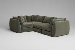 Utopia - 4 Piece - Rearrangeable Modular Sofa, Luxe Woven Velvet / Pine / Casual Trim - thumbnail 5