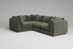 Utopia - 4 Piece - Rearrangeable Modular Sofa, Luxe Woven Velvet / Pine / Casual Trim - thumbnail 3
