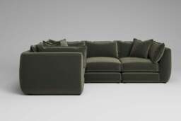 Utopia - 4 Piece - Rearrangeable Modular Sofa, Luxe Woven Velvet / Pine / Casual Trim - thumbnail 2