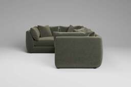Utopia - 4 Piece - Rearrangeable Modular Sofa, Luxe Woven Velvet / Pine / Casual Trim - thumbnail 6