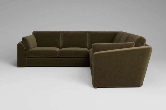 Muse - Large Corner Sofa, Luxe Woven Velvet / Forest Green