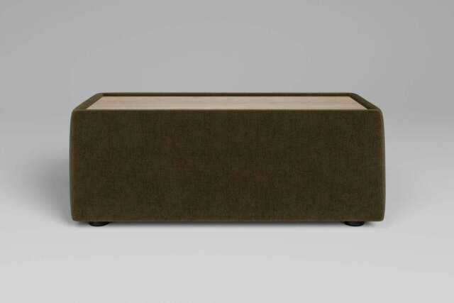 Zen - Side Table - Rearrangeable Modular Sofa, Oak / Luxe Woven Velvet / Forest Green