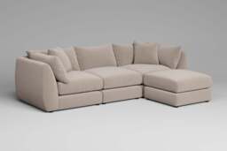 Utopia - 3 Piece with Footstool - Rearrangeable Modular Sofa, Basket Weave / Sand / Casual Trim - thumbnail 6