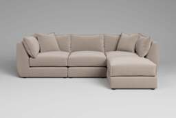Utopia - 3 Piece with Footstool - Rearrangeable Modular Sofa, Basket Weave / Sand / Casual Trim - thumbnail 1