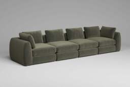 Zen - 4 Piece - Rearrangeable Modular Sofa, Luxe Woven Velvet / Pine / Standard Back Cushions - thumbnail 2