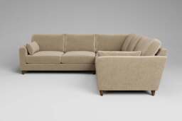 Outlet - 7th Heaven Midi - Large Corner Sofa - Luxe Woven Velvet - Latte with dark feet