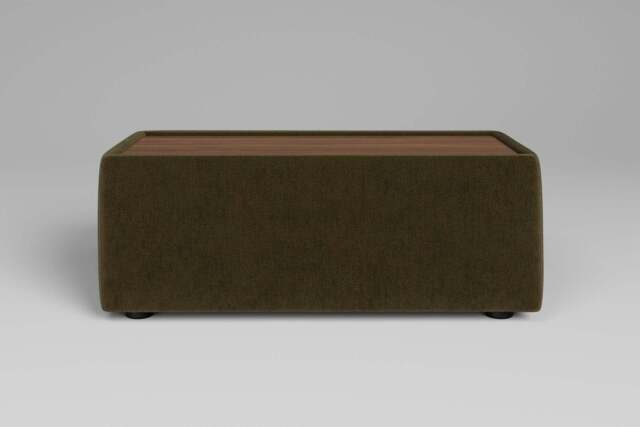 Zen - Side Table - Rearrangeable Modular Sofa, Walnut / Luxe Woven Velvet / Forest Green