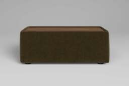 Zen - Side Table - Rearrangeable Modular Sofa, Walnut / Luxe Woven Velvet / Forest Green