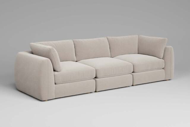 Zen - 3 Piece - Rearrangeable Modular Sofa, Plush Chenille / Chalk / Full-Width Back Cushions - image 1
