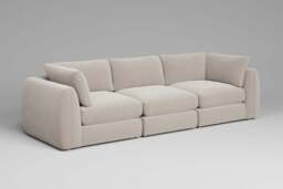 Zen - 3 Piece - Rearrangeable Modular Sofa, Plush Chenille / Chalk / Full-Width Back Cushions - thumbnail 1