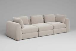 Zen - 3 Piece - Rearrangeable Modular Sofa, Plush Chenille / Chalk / Full-Width Back Cushions - thumbnail 3
