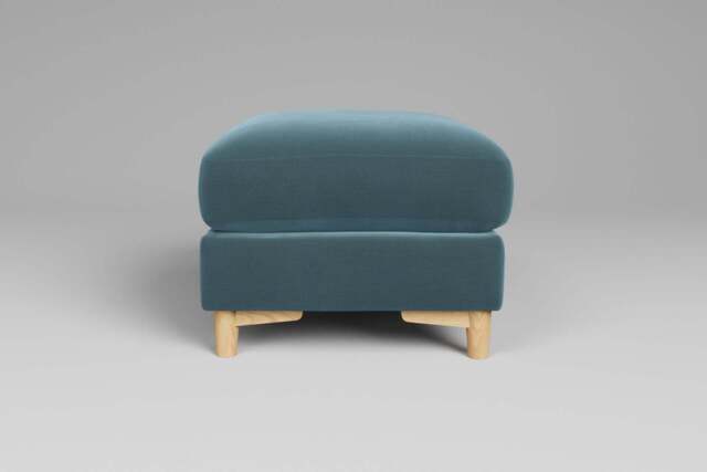 Fusion - Footstool (Small), Soft Touch Velvet / Sea Green