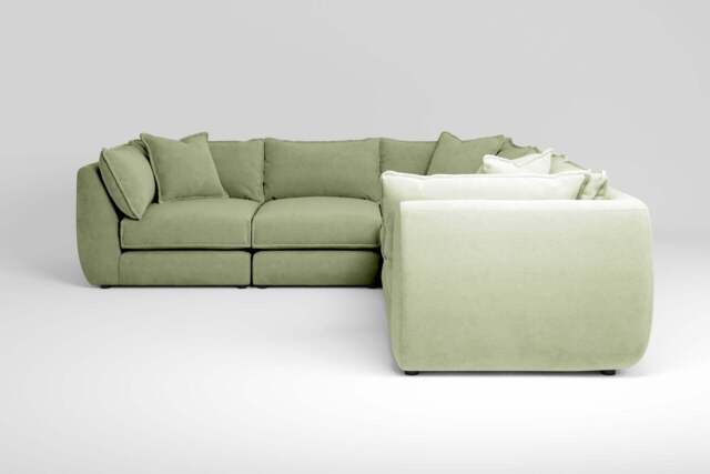 Utopia - 5 Piece - Rearrangeable Modular Sofa, Brushed Wool Feel / Sage / Casual Trim - image 1