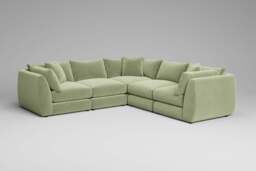 Utopia - 5 Piece - Rearrangeable Modular Sofa, Brushed Wool Feel / Sage / Casual Trim - thumbnail 4