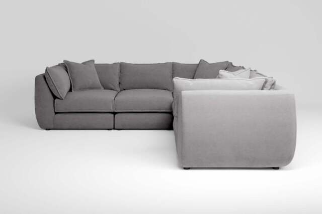 Utopia - 5 Piece - Rearrangeable Modular Sofa, Brushed Wool Feel / Pewter / Casual Trim - image 1