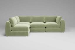 Zen - 4 Piece Corner - Rearrangeable Modular Sofa, Brushed Wool Feel / Sage / Standard Back Cushions - thumbnail 4