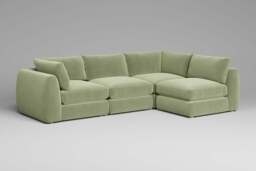 Zen - 4 Piece Corner - Rearrangeable Modular Sofa, Brushed Wool Feel / Sage / Standard Back Cushions - thumbnail 5