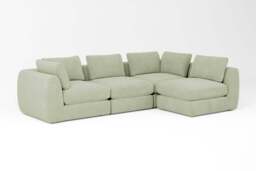 Zen - 4 Piece Corner - Rearrangeable Modular Sofa, Brushed Wool Feel / Sage / Standard Back Cushions - thumbnail 2