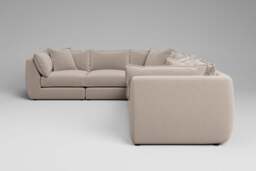 Utopia - 6 Piece - Rearrangeable Modular Sofa, Basket Weave / Sand / Tailored Trim - thumbnail 2
