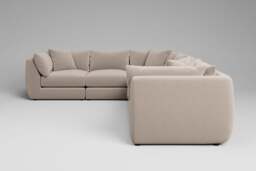 Utopia - 6 Piece - Rearrangeable Modular Sofa, Basket Weave / Sand / Tailored Trim - thumbnail 4