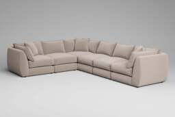 Utopia - 6 Piece - Rearrangeable Modular Sofa, Basket Weave / Sand / Tailored Trim - thumbnail 3