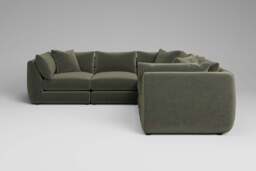 Utopia - 5 Piece - Rearrangeable Modular Sofa, Luxe Woven Velvet / Pine / Casual Trim - thumbnail 5